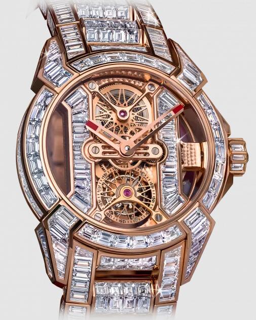 Review Jacob & Co EPIC X TOURBILLION SKELETON BAGUETTE ROSE GOLD DIAMOND BRACELET EX510.40.BD.BD.A40BD Replica watch - Click Image to Close